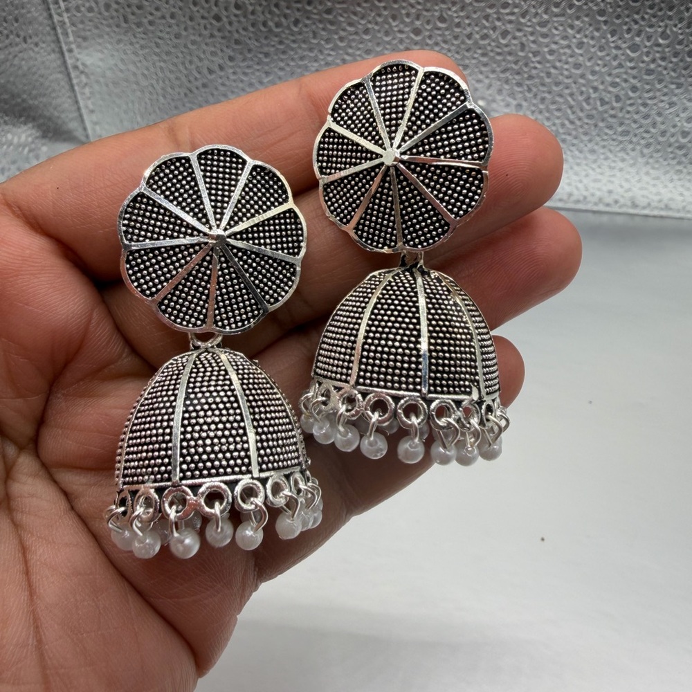 Gunmetal Jhumka Earrings
